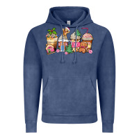 Vintage Denim pink gingerbread coffee cups Vintage Hoodie - Zillion Design Studio