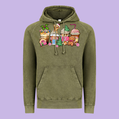 Vintage Hoodie pink gingerbread coffee cups