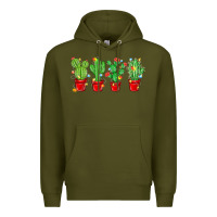 Army Green Christmas Cactuses Premium Hoodie - MaliasSmallBusiness