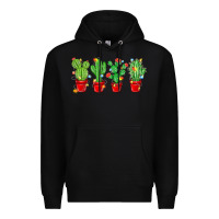 Black Christmas Cactuses Premium Hoodie - MaliasSmallBusiness
