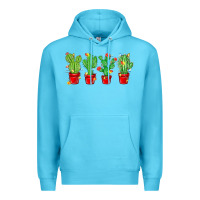 Ocean Blue Christmas Cactuses Premium Hoodie - MaliasSmallBusiness
