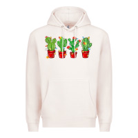 Pale Pink Christmas Cactuses Premium Hoodie - MaliasSmallBusiness