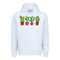 White Christmas Cactuses Premium Hoodie - MaliasSmallBusiness