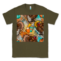 Army Green thanksgiving turkey seamless pattern Classic Tee - BundleAndBundleShop