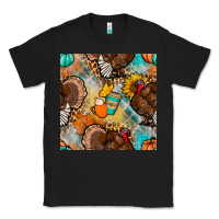 Black thanksgiving turkey seamless pattern Classic Tee - BundleAndBundleShop