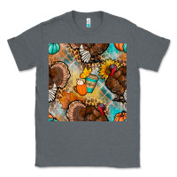 Charcoal Heather thanksgiving turkey seamless pattern Classic Tee - BundleAndBundleShop