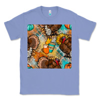 Colony Blue thanksgiving turkey seamless pattern Classic Tee - BundleAndBundleShop