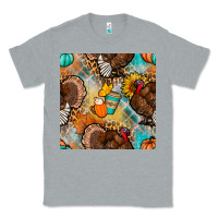 Heather Grey thanksgiving turkey seamless pattern Classic Tee - BundleAndBundleShop