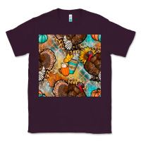 Plum thanksgiving turkey seamless pattern Classic Tee - BundleAndBundleShop