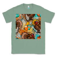 Sage thanksgiving turkey seamless pattern Classic Tee - BundleAndBundleShop