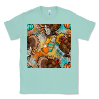 Seafoam thanksgiving turkey seamless pattern Classic Tee - BundleAndBundleShop