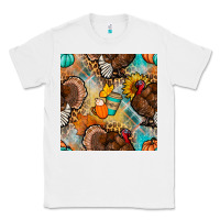 White thanksgiving turkey seamless pattern Classic Tee - BundleAndBundleShop