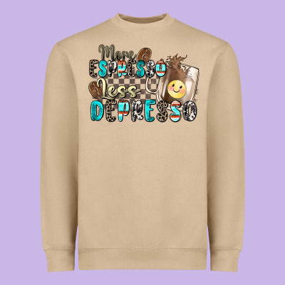 More Espresso Less Depresso Heavyweight Sweatshirt Designed By Zillion Design Studio