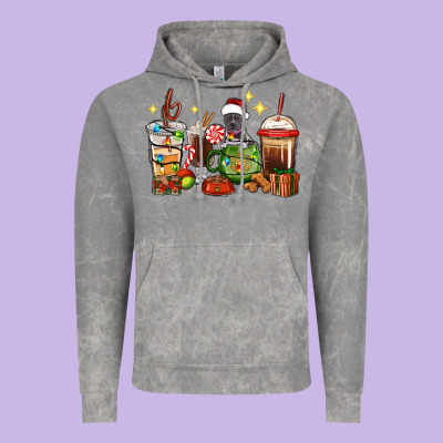 Vintage Hoodie Christmas coffee cups with Pitbull
