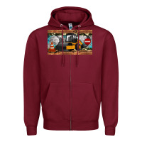 Burgundy steam roller sippy cup Zipper Hoodie - Artiststas