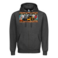 Charcoal Heather steam roller sippy cup Zipper Hoodie - Artiststas