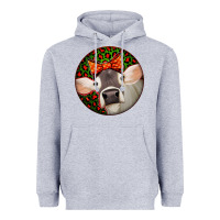 Heather Grey Christmas Cow, Heavyweight Hoodie - Jasminsmagicworld