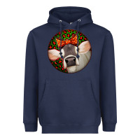 Navy Christmas Cow, Heavyweight Hoodie - Jasminsmagicworld