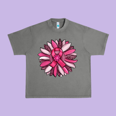 Breast Awareness Cancer Pink Sunflower Urban Heavy Tee Designed By Ranaportraitstore