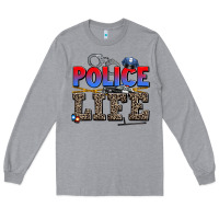Heather Grey police life Long Sleeve Tee - AdoDesignShop