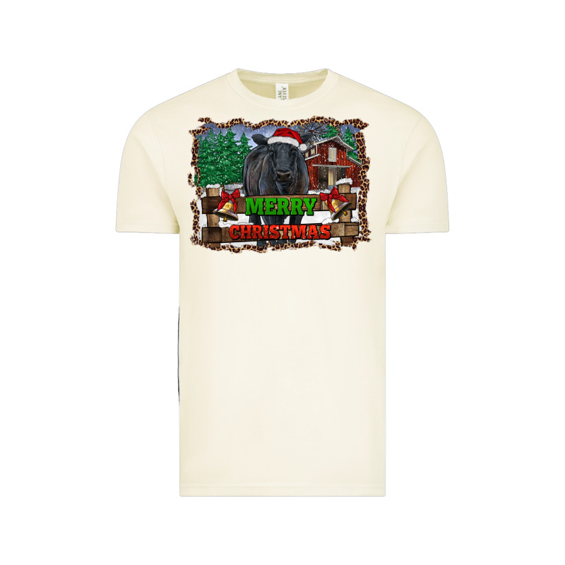 Merry Christmas Black Angus Cattle And Farm Vintage Tee by RanaPortraitStore | Teevron