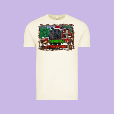 Merry Christmas Black Angus Cattle And Farm Vintage Tee Designed By Ranaportraitstore
