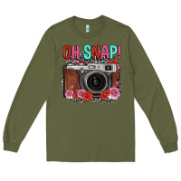Army Green oh snap rose grey leopard vintage camera Long Sleeve Tee - FaDigitalArtStudio