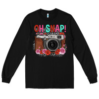 Black oh snap rose grey leopard vintage camera Long Sleeve Tee - FaDigitalArtStudio