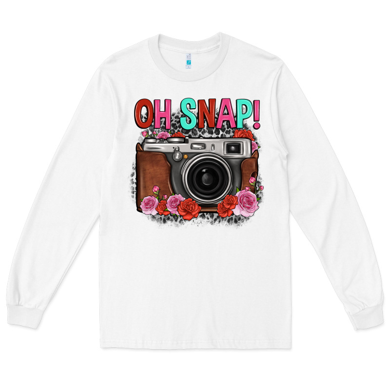 Oh Snap Rose Grey Leopard Vintage Camera Long Sleeve Tee by FaDigitalArtStudio | Teevron