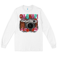 White oh snap rose grey leopard vintage camera Long Sleeve Tee - FaDigitalArtStudio