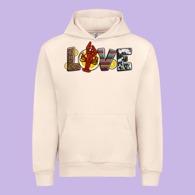 Love Crawfish Western Mardi Gras Urban Hoodie Designed By Jasminsmagicworld