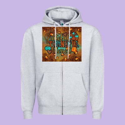 Grateful Thankful Blessed Turkey Zipper Hoodie Designed By Jahusdesignshop