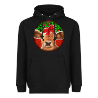 Black Christmas Cow Heavyweight Hoodie - Jasminsmagicworld