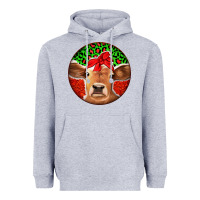 Heather Grey Christmas Cow Heavyweight Hoodie - Jasminsmagicworld