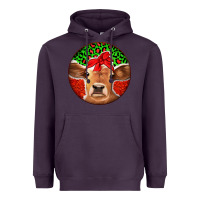 Plum Christmas Cow Heavyweight Hoodie - Jasminsmagicworld