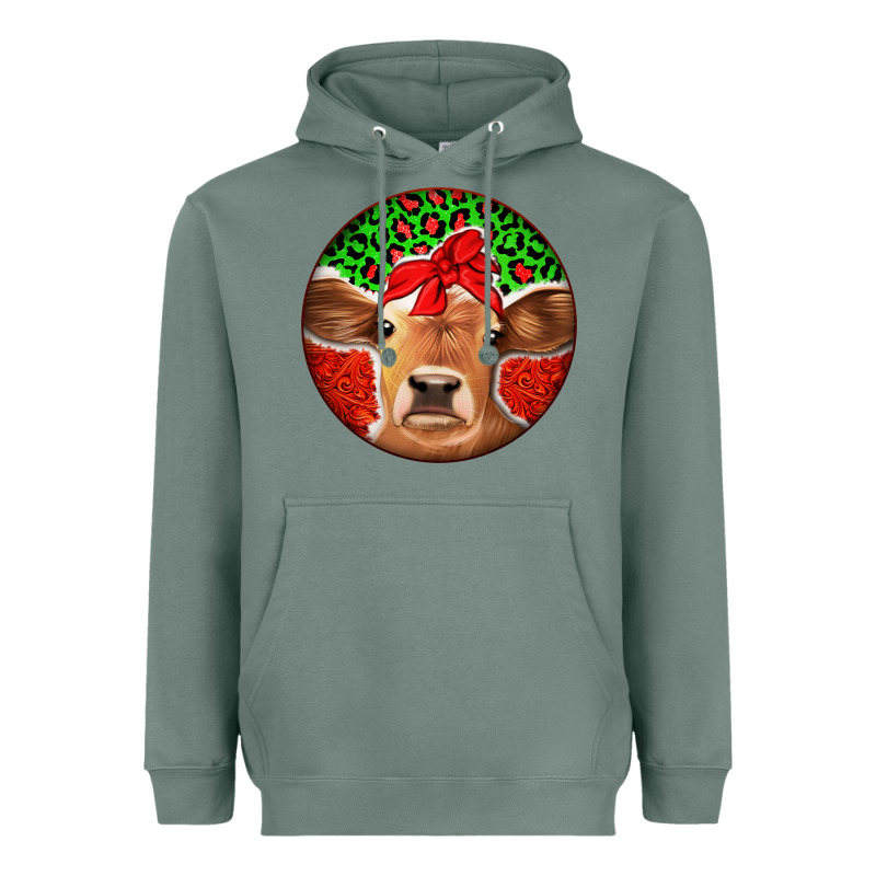Christmas Cow Heavyweight Hoodie by Jasminsmagicworld | Teevron