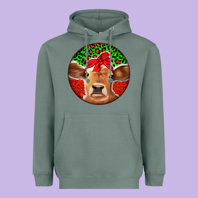 Christmas Cow Heavyweight Hoodie Designed By Jasminsmagicworld