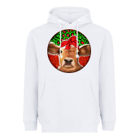 White Christmas Cow Heavyweight Hoodie - Jasminsmagicworld