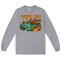 Heather Grey pumpkin farm Long Sleeve Tee - RacoonDesign