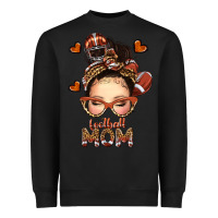 Black football messy bun mom Heavyweight Sweatshirt - texasbilliewilder