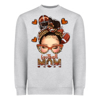 Heather Grey football messy bun mom Heavyweight Sweatshirt - texasbilliewilder