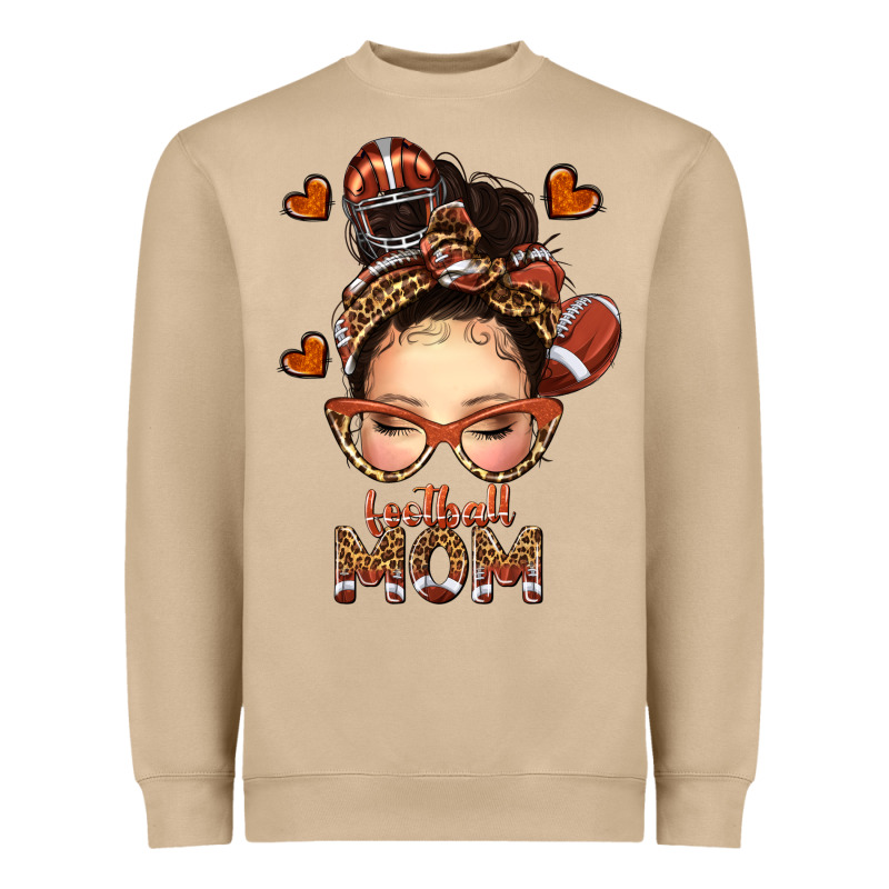Football Messy Bun Mom Heavyweight Sweatshirt by texasbilliewilder | Teevron
