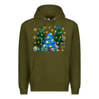 Army Green Hannukah Christmas trees Premium Hoodie - NancyCooperArtShop