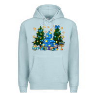 Blue Mist Hannukah Christmas trees Premium Hoodie - NancyCooperArtShop