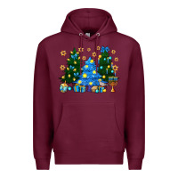 Burgundy Hannukah Christmas trees Premium Hoodie - NancyCooperArtShop