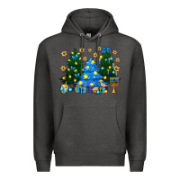 Charcoal Heather Hannukah Christmas trees Premium Hoodie - NancyCooperArtShop