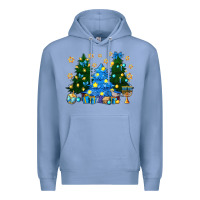 Colony Blue Hannukah Christmas trees Premium Hoodie - NancyCooperArtShop