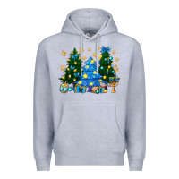 Heather Grey Hannukah Christmas trees Premium Hoodie - NancyCooperArtShop