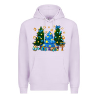 Lilac Hannukah Christmas trees Premium Hoodie - NancyCooperArtShop