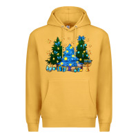 Mustard Hannukah Christmas trees Premium Hoodie - NancyCooperArtShop